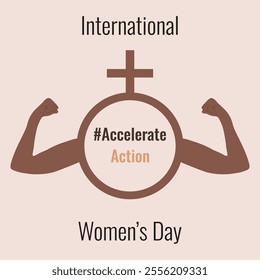 Minimal Accelerate Action vector symbol with typography text. Venus woman symbol and hand in power pose. Vector illustration for social media brochure poster card cover template. EPS 10