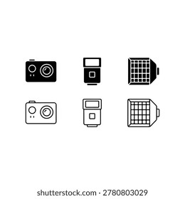 Minimal Action Camera Flash Studio Light Icons