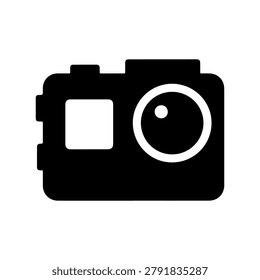 Minimal Action Camera Silhouette Icon Vector