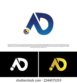 minimal AD Letter Logo Design with Creative Typography.