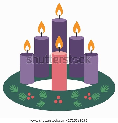 Minimal Advent candle icon, flat vector illustration, traditional Weihnachten symbol, clean modern style, centered on white background