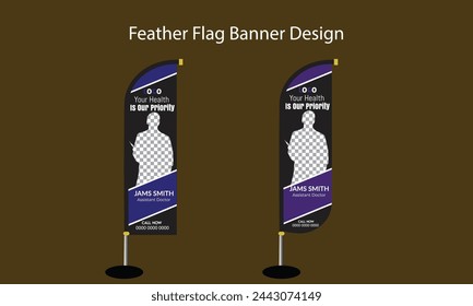 Minimal advertising health care feather flag template design