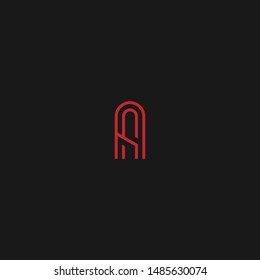 Minimal aesthetic AS or SA letter logo design template vector