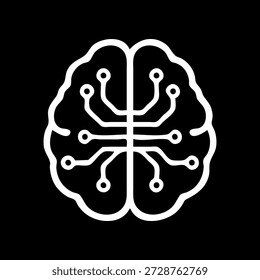 Ícone cerebral mínimo de IA representando inteligência artificial e pensamento digital. Design vetorial plano limpo adequado para interface do usuário, aplicativos, projetos de tecnologia, start-ups, sites e uso de impressão.