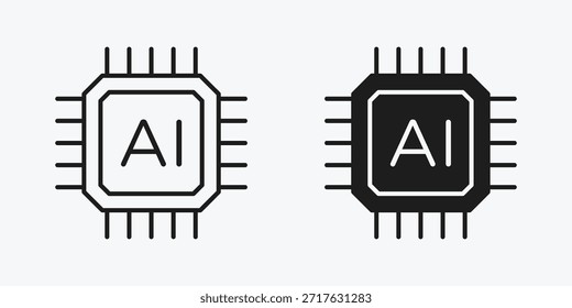 Minimales KI-Chip-Symbol auf grauem Hintergrund, das künstliche Intelligenz, Hardware, Datenverarbeitung und fortschrittliche digitale Technologie darstellt.