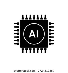 Minimal AI chip square with circle design icon