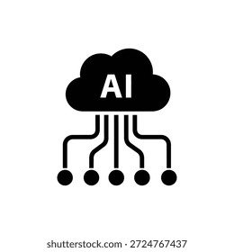 Nube de IA mínima con icono de conexiones de circuito
