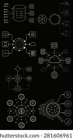 Minimal AI infrastructure technology icon set.