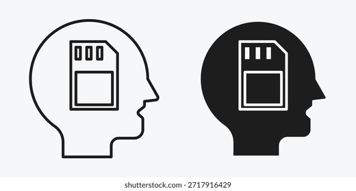 Minimal AI memory icon on gray background representing data storage, intelligent recall, system memory, and advanced technology.