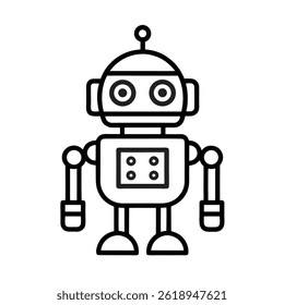 Minimal AI Robot Line Art Vector