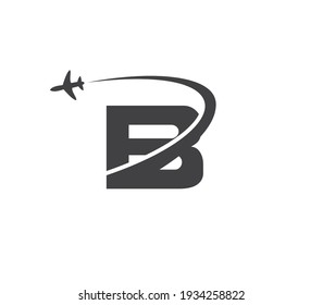 Minimal Air Travel Logo Design with B letter. Letter B Air travel logo design template.