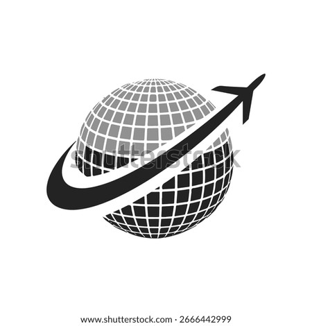 Minimal Airplane and Globe Icon