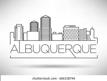 Minimal Albuquerque Linear City Skyline with Typographic Design