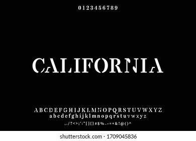 minimal alphabet, classic font, letters and numbers vector  black background