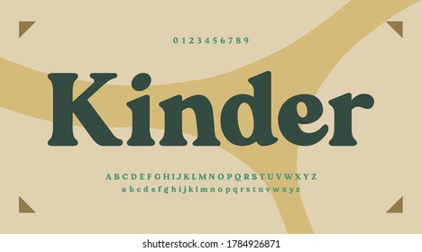 Minimal alphabet and font with green background. Trend numbers. Vector illustration.