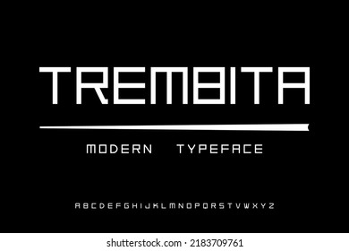 Minimal alphabet font. Modern bold condensed typeface, abstract decorative typography letters. Vector graphic