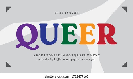 Minimal alphabet and font. Trend numbers with light green background. Vector illustration.