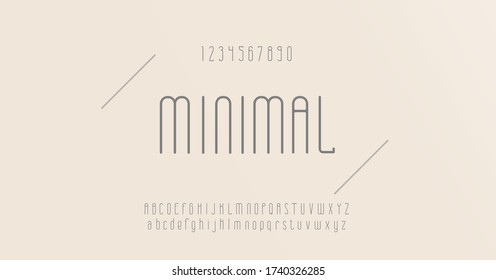 Minimal alphabet fonts and numbers. elegant fashion thin line font typography typeface uppercase lowercase. vector illustration