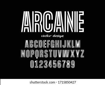 minimal alphabet, letters and numbers vector, black background