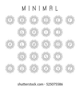 minimal alphabet logo, vector outline design, retro style A through Z