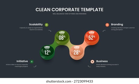 Análisis mínimo Plantilla de marco de gráfico de 4 pasos. Simple Forecast Diseño de presentación de diagrama de cuatro elementos. Ilustración vectorial de diseño de diapositivas de solución de Profesional.