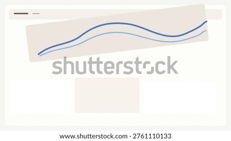 Minimal analytics interface with smooth dual line chart on tilted card and soft neutral blocks clean modern UI layout template for web dashboard design