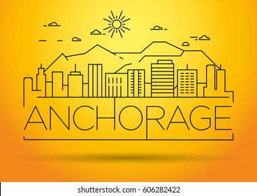 Minimal Anchorage Linear City Skyline with Typographic Design