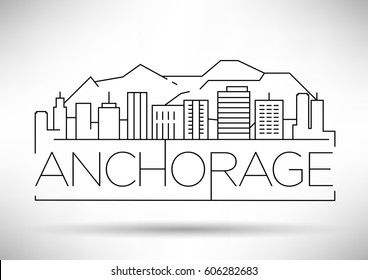 Minimal Anchorage Linear City Skyline with Typographic Design