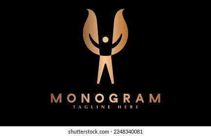 Minimal angel shape icon abstract monogram vector logo template