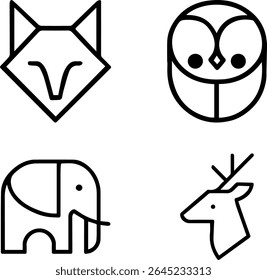 Minimal animal logo icons – geometric abstract wildlife, black line style