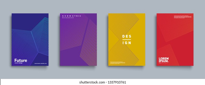 Minimal annual report design vector collection. Halftone texture cover templates set. Eps10 vector.