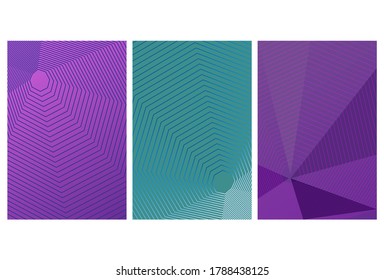 Minimal annual report design vector collection. Report covers graphic design, business brochure pages corporate templates. Lines texture cover page layout templates set.