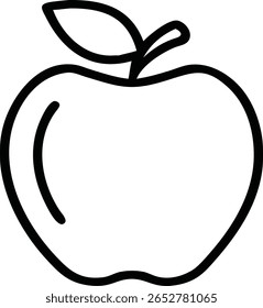 Mínimo Apple Line Art - Simples Preto Contorno Fruta Ícone
