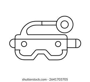 Minimal AR headset line icon. Front view vector of smart augmented reality glasses. Perfect for tech UI, wearable device apps, virtual AR interface designs.