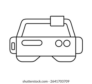 Minimal AR headset line icon. Front view vector of smart augmented reality glasses. Perfect for tech UI, wearable device apps, virtual AR interface designs.