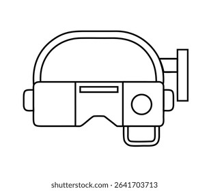 Minimal AR headset line icon. Front view vector of smart augmented reality glasses. Perfect for tech UI, wearable device apps, virtual AR interface designs.