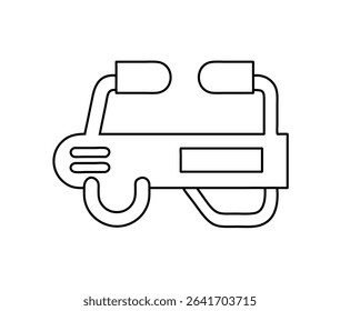 Minimal AR headset line icon. Front view vector of smart augmented reality glasses. Perfect for tech UI, wearable device apps, virtual AR interface designs.