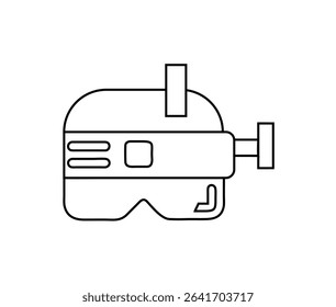 Minimal AR headset line icon. Front view vector of smart augmented reality glasses. Perfect for tech UI, wearable device apps, virtual AR interface designs.