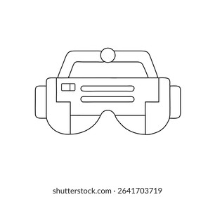 Minimal AR headset line icon. Front view vector of smart augmented reality glasses. Perfect for tech UI, wearable device apps, virtual AR interface designs.