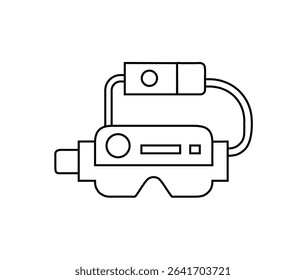 Minimal AR headset line icon. Front view vector of smart augmented reality glasses. Perfect for tech UI, wearable device apps, virtual AR interface designs.