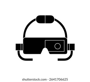 Minimal AR headset vector icon in front view. Augmented reality wearable tech symbol in modern line and flat style. Perfect for UI, apps, infographics, and web.

