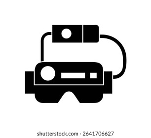 Minimal AR headset vector icon in front view. Augmented reality wearable tech symbol in modern line and flat style. Perfect for UI, apps, infographics, and web.

