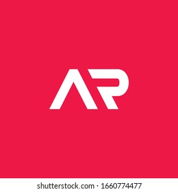 minimal AR logo, clean and modern style isolated on red background