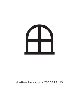 Minimal arched window icon in black Vector