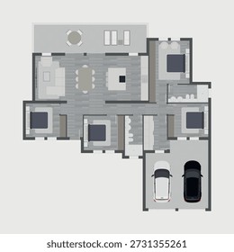Minimal Architectural Floor Plan Illustration