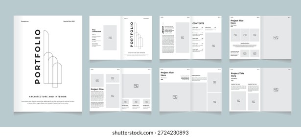 Minimale Architektur und Innenausstattung Portfolio, Clean Editorial Portfolio Template