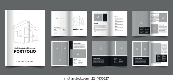Minimal Architecture Portfolio Template and Building technology portfolio layout design