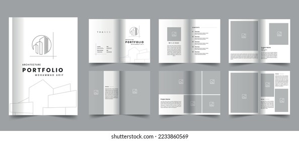 Minimale Architektur-Portfolio-Vorlage und Innenausstattung