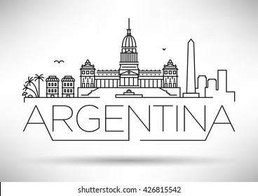 Minimal Argentina Linear Skyline with Typographic Design