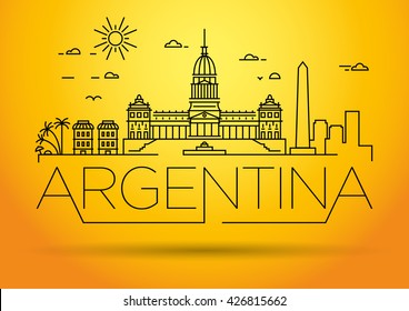 Minimal Argentina Linear Skyline with Typographic Design